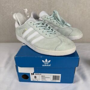 Adidas Gazelle Pale Mint Green Suede Low Top Sneakers Women's Size 8 Minimalist